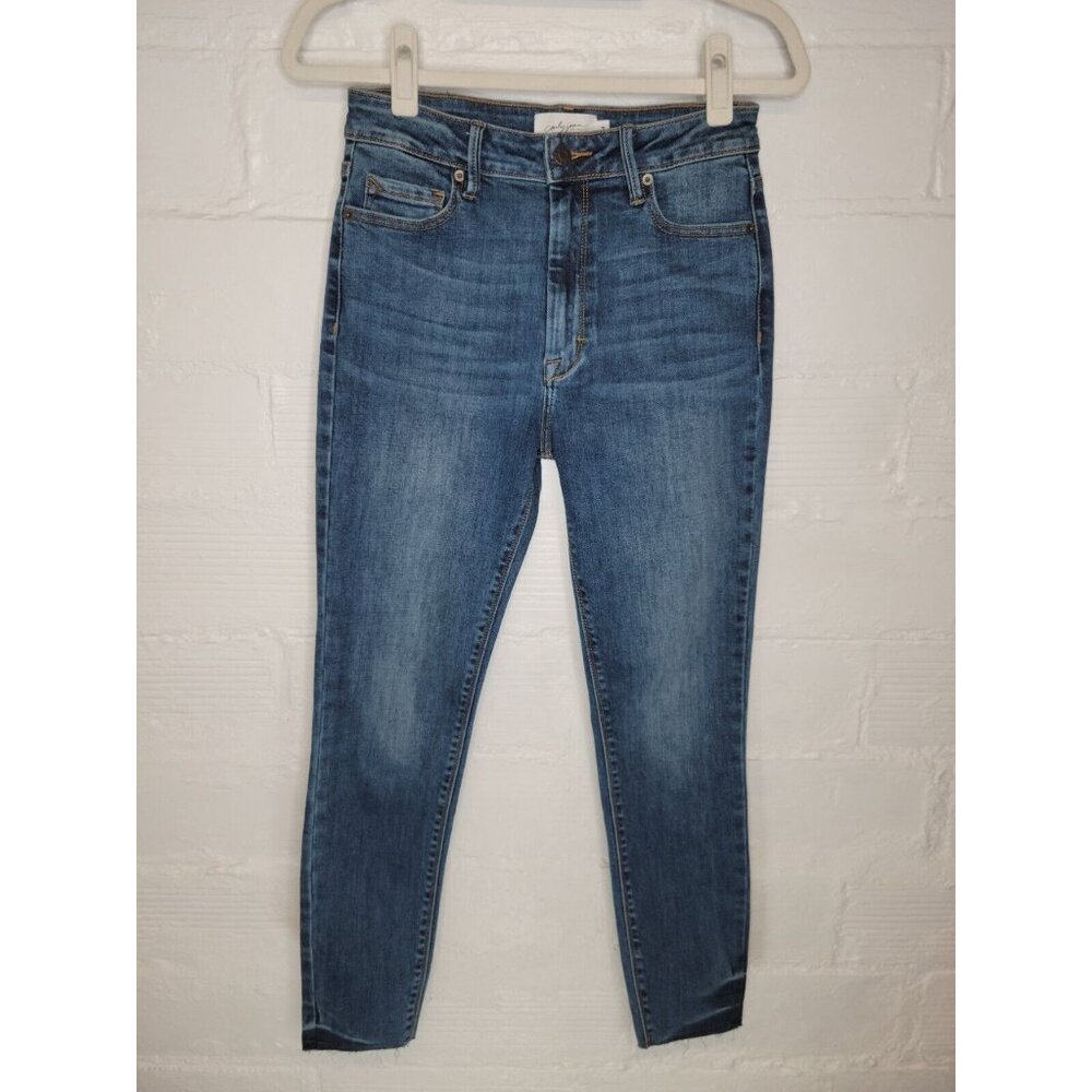 Carly Jean Women's Junior's Size 7 Jeans Landon Dark High Rise Raw Hem